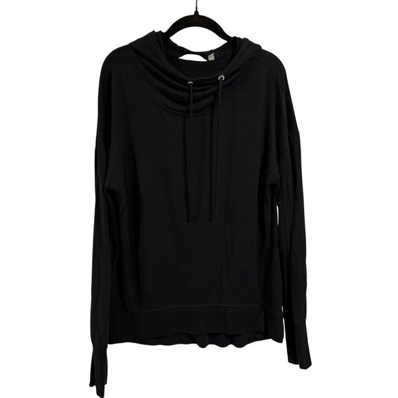 Athleta Studio Ribbed Hoodie Pullover Black‎ Size M - Picture 1 of 10